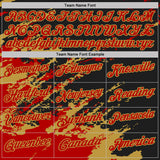 Custom Black Red-Old Gold Brush Stroke Shatter Splatter Performance Polo Shirt