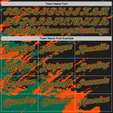 Custom Black Kelly Green-Orange Brush Stroke Shatter Splatter Performance Polo Shirt