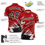 Custom Red Black-White Brush Stroke Shatter Splatter Performance Polo Shirt