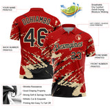 Custom Red Black-Cream Brush Stroke Shatter Splatter Performance Polo Shirt