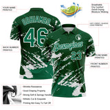 Custom Green Kelly Green-White Brush Stroke Shatter Splatter Performance Polo Shirt