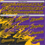Custom Purple Black-Gold Brush Stroke Shatter Splatter Performance Polo Shirt
