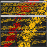 Custom Black Red-Gold Dripping Splatter Cracked Texture Performance Polo Shirt