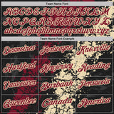 Custom Black Crimson-Cream Dripping Splatter Cracked Texture Performance Polo Shirt