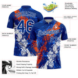 Custom Royal Orange-White Dripping Splatter Cracked Texture Performance Polo Shirt