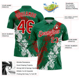 Custom Kelly Green Red-White Dripping Splatter Cracked Texture Performance Polo Shirt