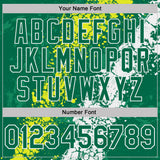 Custom Kelly Green Neon Yellow-White Dripping Splatter Cracked Texture Performance Polo Shirt