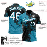 Custom Black White-Panther Blue Distressed Scratch Brush Stroke Performance Polo Shirt