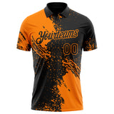 Custom Black-Bay Orange Distressed Scratch Brush Stroke Performance Polo Shirt