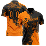 Custom Black-Bay Orange Distressed Scratch Brush Stroke Performance Polo Shirt