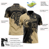 Custom Black-Vegas Gold Distressed Scratch Brush Stroke Performance Polo Shirt