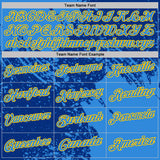 Custom Royal Powder Blue-Yellow Distressed Scratch Brush Stroke Performance Polo Shirt