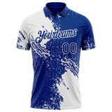 Custom Royal-White Distressed Scratch Brush Stroke Performance Polo Shirt