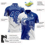 Custom Royal-White Distressed Scratch Brush Stroke Performance Polo Shirt