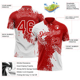 Custom Red-White Distressed Scratch Brush Stroke Performance Polo Shirt