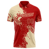 Custom Red-Cream Distressed Scratch Brush Stroke Performance Polo Shirt