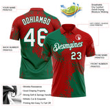 Custom Red White-Kelly Green Distressed Scratch Brush Stroke Performance Polo Shirt