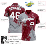 Custom Crimson White-Gray Distressed Scratch Brush Stroke Performance Polo Shirt