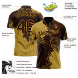 Custom Brown-Old Gold Distressed Scratch Brush Stroke Performance Polo Shirt