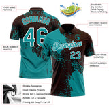 Custom Brown Teal-White Distressed Scratch Brush Stroke Performance Polo Shirt