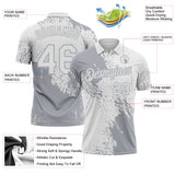 Custom White-Gray Distressed Scratch Brush Stroke Performance Polo Shirt