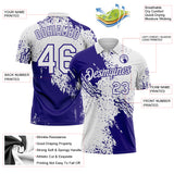 Custom White-Dark Purple Distressed Scratch Brush Stroke Performance Polo Shirt
