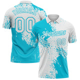Custom White-Lakes Blue Distressed Scratch Brush Stroke Performance Polo Shirt