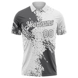 Custom White-Steel Gray Distressed Scratch Brush Stroke Performance Polo Shirt