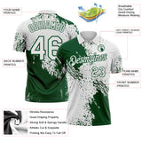 Custom White-Green Distressed Scratch Brush Stroke Performance Polo Shirt