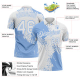 Custom White-Light Blue Distressed Scratch Brush Stroke Performance Polo Shirt