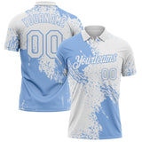 Custom White-Light Blue Distressed Scratch Brush Stroke Performance Polo Shirt
