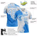 Custom White-Powder Blue Distressed Scratch Brush Stroke Performance Polo Shirt