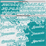 Custom White-Teal Distressed Scratch Brush Stroke Performance Polo Shirt