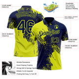 Custom Navy-Neon Yellow Distressed Scratch Brush Stroke Performance Polo Shirt