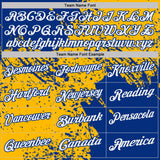 Custom Gold White-Royal Distressed Scratch Brush Stroke Performance Polo Shirt