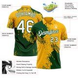 Custom Gold White-Green Distressed Scratch Brush Stroke Performance Polo Shirt