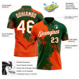 Custom Green White-Orange Distressed Scratch Brush Stroke Performance Polo Shirt