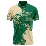 Custom Kelly Green-Cream Distressed Scratch Brush Stroke Performance Polo Shirt