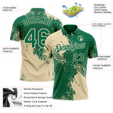 Custom Kelly Green-Cream Distressed Scratch Brush Stroke Performance Polo Shirt