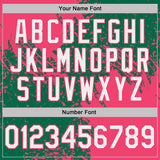 Custom Kelly Green White-Neon Pink Distressed Scratch Brush Stroke Performance Polo Shirt