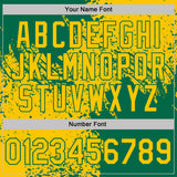 Custom Yellow-Kelly Green Distressed Scratch Brush Stroke Performance Polo Shirt