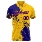 Custom Yellow Dark Purple-Orange Distressed Scratch Brush Stroke Performance Polo Shirt