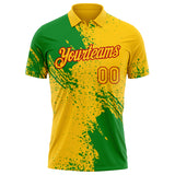Custom Yellow Grass Green-Red Distressed Scratch Brush Stroke Performance Polo Shirt