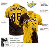 Custom Yellow Brown-White Distressed Scratch Brush Stroke Performance Polo Shirt