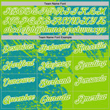 Custom Teal Neon Green-White Distressed Scratch Brush Stroke Performance Polo Shirt