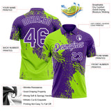 Custom Purple Neon Green-White Distressed Scratch Brush Stroke Performance Polo Shirt