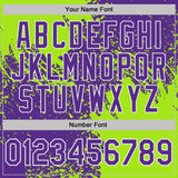 Custom Purple Neon Green-White Distressed Scratch Brush Stroke Performance Polo Shirt