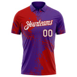 Custom Purple White-Red Distressed Scratch Brush Stroke Performance Polo Shirt