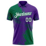 Custom Purple White-Kelly Green Distressed Scratch Brush Stroke Performance Polo Shirt