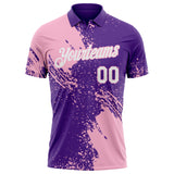 Custom Purple White-Light Pink Distressed Scratch Brush Stroke Performance Polo Shirt